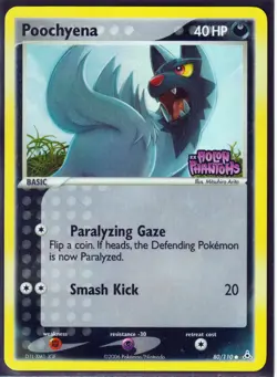 VINTAGE POKEMON EX HOLON PHANTOMS-POOCHYENA 80/110-REVERSE HOLO -STAMPED NM - Image 1