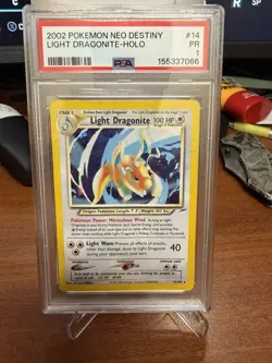 2002 Pokemon Neo Destiny Light Dragonite Holo 14/105 Holo Rare PSA 1 with Swirl! - Image 1