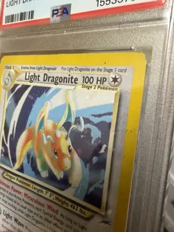 2002 Pokemon Neo Destiny Light Dragonite Holo 14/105 Holo Rare PSA 1 with Swirl! - Image 2