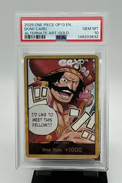 OP13 Carrying On His Will Don!! Gol.D.Roger Alternate Art Gold PSA 10 - Image 3