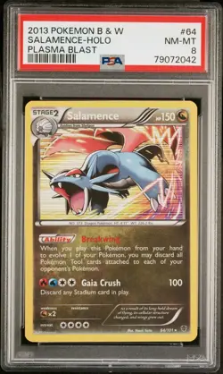 PSA 8 NM-MT Salamence 64/101 B&W Plasma Blast Holo Pokemon Card - Image 1