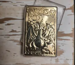 1999 Gold Charizard and Pokeball Burger King Card With Protective Case - Image 1