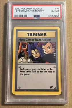 2000 Pokemon TCG Here Comes Team Rocket! Trainer Card #71 Graded NM-MT 8 PSA - Image 1