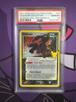 2021 POKEMON CELEBRATIONS CLASSIC COLLECTION UMBREON GOLD STAR #17 PSA 10 - Image 1