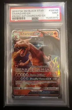 2019 POKEMON SUN MOON BLACK STAR PROMO #SM195 CHARIZARD GX PSA 9 - Image 1