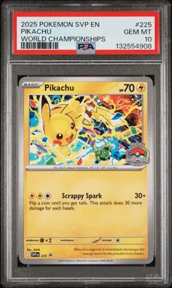 2025 Pokemon SVP EN World Championships #225 Pikachu PSA 10 GEM MINT - Image 1