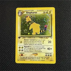 Pokemon TCG Ampharos 1/64 Neo Revelation Holo Rare 90 HP English 2000 - Image 1