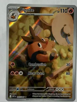 Pignite 097/086 Pokemon English White Flare Illustration Rare Full Art Holo NM - Image 1