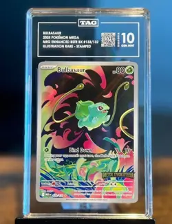 2025 Pokemon Mega Evolution Stamped 133/132 Bulbasaur IR TAG 10 (956) - Image 1