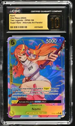 One Piece Nami OP08-106 Alt Art English CGC 10 Pristine BLACK LABEL WAIFU - Image 1