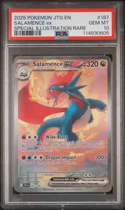 2025 POKEMON JTG EN-JOURNEY TOGETHER #187 SALAMENCE EX PSA 10 - Image 1