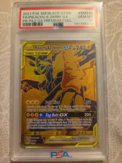 2021 Pokemon SM Black Star Pikachu & Zekrom GX SM248 TAG TEAM Promo Holo PSA 10 - Image 1