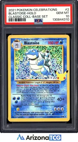 Pokemon 2021 Blastoise 2/102 Holo Celebrations Classics Base Set GEM MINT PSA 10 - Image 1