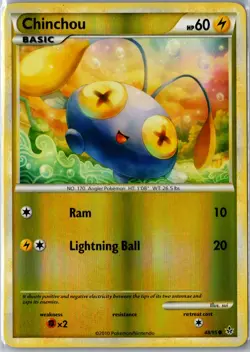 Chinchou 48/95 Common HGSS Unleashed Pokemon Lightly Played - Image 1