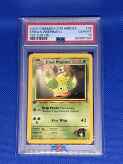Pokemon Erika's Weepinbell 49/132 from Gym Heroes 1st Edition PSA 10 - Image 1