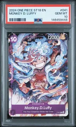 Monkey D. Luffy PSA 10 GEM MT One Piece 2023 Promo Pirates Party ST18 Vol 5 041⚓ - Image 1