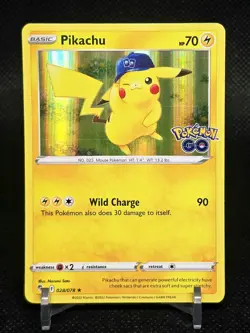 Pokemon Go Pikachu Holo Rare Card Set 28/78 2022 TCG LP Pikachu Wearing Hat 🌩 - Image 1