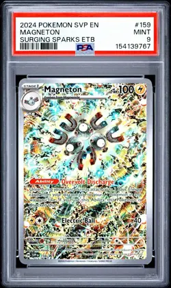 2024 Pokemon TCG SV Surging Sparks ETB Promo Magneton #159 PSA 9 - Image 1