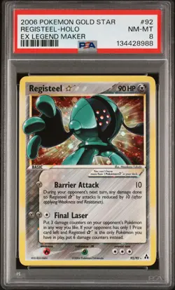 2006 POKEMON EX LEGEND MAKER GOLD STAR #92 REGISTEEL-HOLO PSA 8 - Image 1