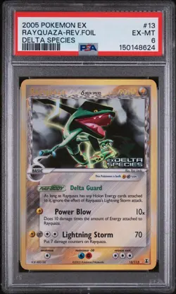 2005 POKEMON EX DELTA SPECIES #13 RAYQUAZA-REVERSE FOIL PSA 6 - Image 1