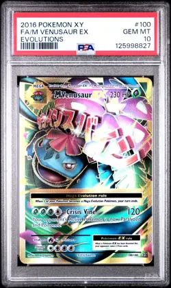2016 POKEMON XY EVOLUTIONS 100 FULL ART/M VENUSAUR EX PSA 10 GEM MINT - Image 1
