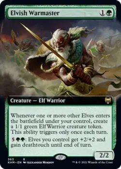Light Play x 1 Elvish Warmaster - Foil - Extended Art Kaldheim Variants - Image 1