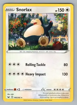 SNORLAX. 140/202 R SWORD & SHIELD POKEMON NM SSH 2020 - Image 1
