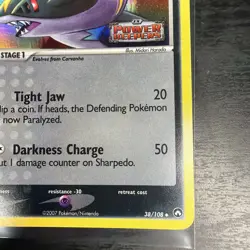 2007 Pokemon Sharpedo 38/108 - EX Power Keepers Stamped - Holo Foil - Image 5