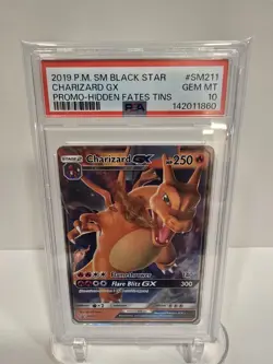 PSA 10 2019 POKEMON SM BLACK STAR PROMO | HIDDEN FATES TINS CHARIZARD GX SM211 - Image 1