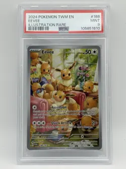 PSA 9 Eevee 188/167 Twilight Masquerade SV06 Illustration EN 2024 Pokemon TCG - Image 1