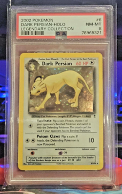 2002 Pokemon Legendary Collection #6 Dark Persian-Holo PSA 8 - Image 1