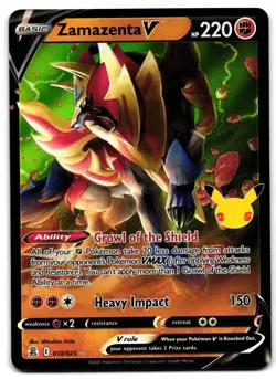 Zamazenta V 018/025 - 🌊 Celebrations V Rare Pokemon TCG Holo 🖤 - LP - Image 1