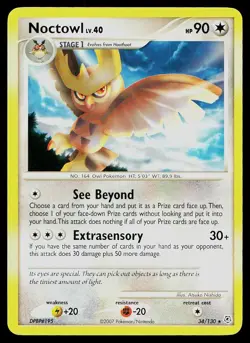 Pokemon Card Diamond & Pearl Noctowl 34/130 Rare - Image 1