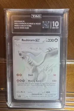 2025 Pokemon Reshiram Ex White Flare Black White Rare #173/086 TAG 10 GEM MINT - Image 1