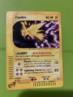 Pokemon TCG Zapdos Rare Holo H32/H32 Aquapolis E-Card MP Condition WOTC 2002 - Image 1