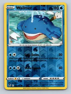 Wailmer 037/195 Common Silver Tempest Pokemon Reverse Holo NM - Image 1