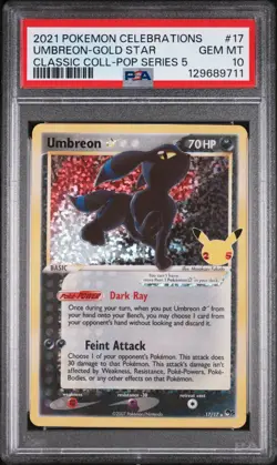 2021 POKEMON CELEBRATIONS CLASSIC COLLECTION #17 UMBREON-GOLD STAR PSA 10 - Image 1