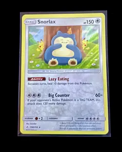 Pokemon Snorlax Holo Rare Sm-Unbroken Bonds 158/214 HP150 Lazy Eating Ability - Image 2
