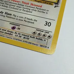 1999-2000 Pokemon Snorlax 30/130 Base Set 2 Non-Holo Rare Nintendo Vintage WOTC - Image 2