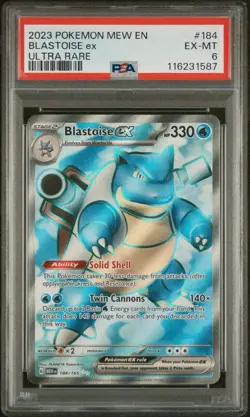 Pokemon TCG Blastoise ex 184/165 SV 151 Ultra Rare Holo EN PSA 6 - Image 1