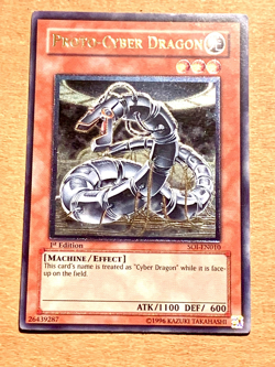 yugioh Proto-Cyber Dragon SOI-EN010 Ultimate Rare 1st Edition Played - Image 1