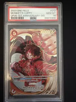 2023 One Piece OP05 Monkey D Luffy 1st Anniversary Oda Sig #ST01-012 PSA 10 - Image 1