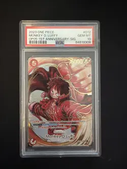 2023 One Piece OP05 Monkey D Luffy 1st Anniversary Oda Sig #ST01-012 PSA 10 - Image 2
