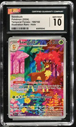 Pokemon Sawsbuck 166/162 Holo Illustration Rare Temporal Forces CGC 10 - Image 1