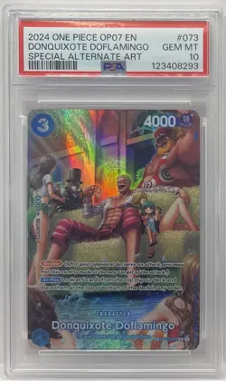 2024 ONE PIECE OP07 EN 500 YRS #OP01-073 DONQUIXOTE DOFLAMINGO SP ALT ART PSA 10 - Image 1