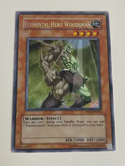 Yugioh - Elemental Hero Woodsman - Secret Rare NM - Free Holo Card - Image 1