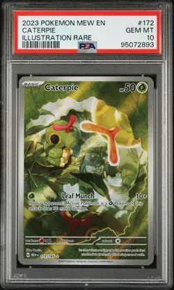 2023 POKEMON MEW EN-151 #172 CATERPIE ILLUSTRATION RARE PSA 10 - Image 1