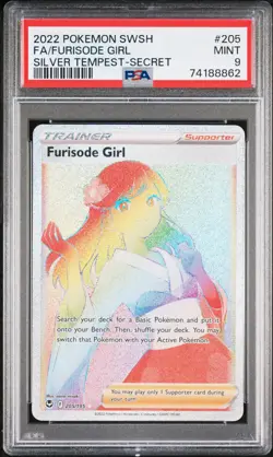2022 Pokemon Sword and Shield Silver Tempest 205 Full Art/Furisode Girl - PSA 9 - Image 1