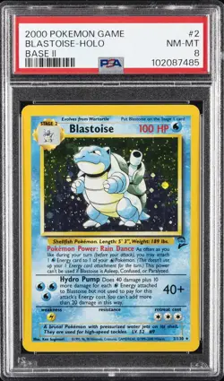 2000 POKEMON GAME BASE II #2 BLASTOISE-HOLO PSA 8 - Image 1