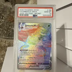 Pokemon TCG Orbeetle VMAX 186/185 Vivid Voltage PSA 10 Secret Rare Full Art Holo - Image 1